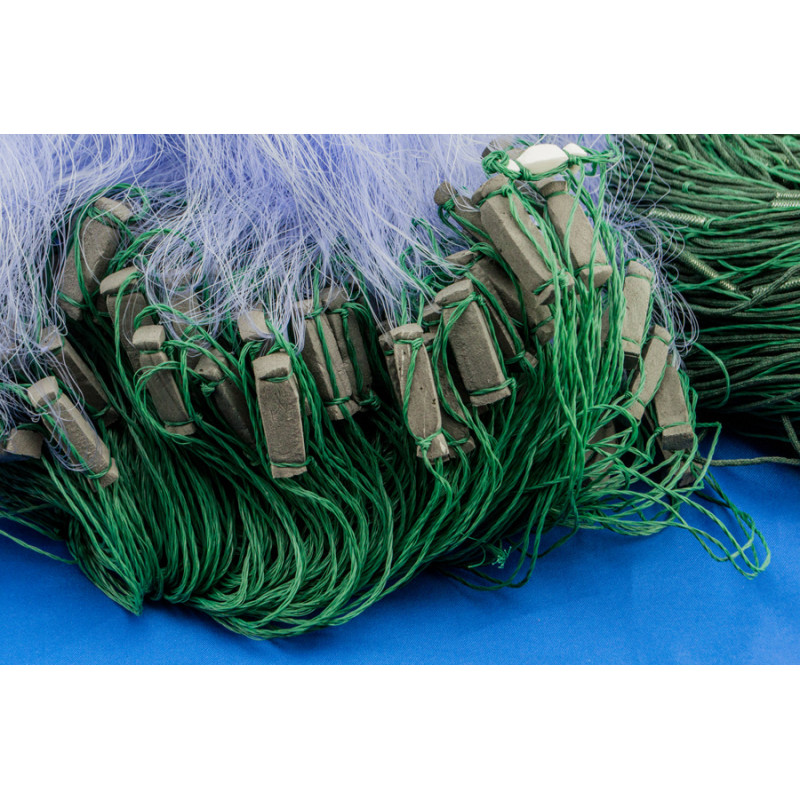 Сітка рибальська тристінна осередки від 35мм до 70мм 1,7м Х 80м Вшитий вантаж